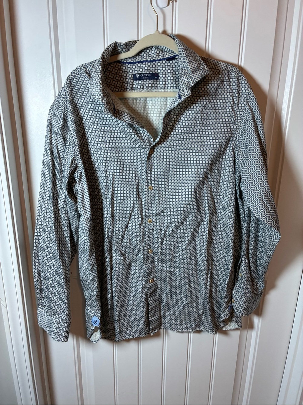 Daniel Cremieux Navy and White Micro-Geo Button-Down Shirt